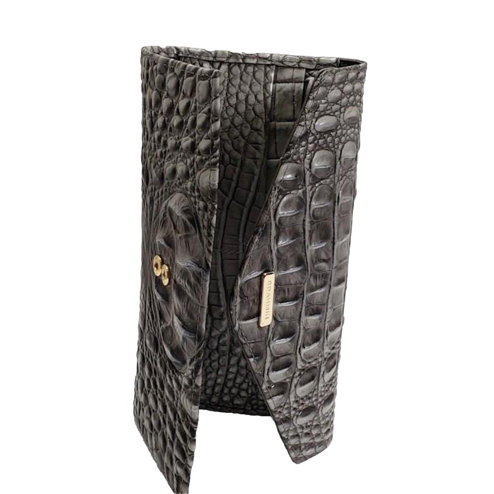 Brahmin Melbourne Veronica Trifold Envelope Leather Wallet Steel Gray Silver - Picture 5 of 12
